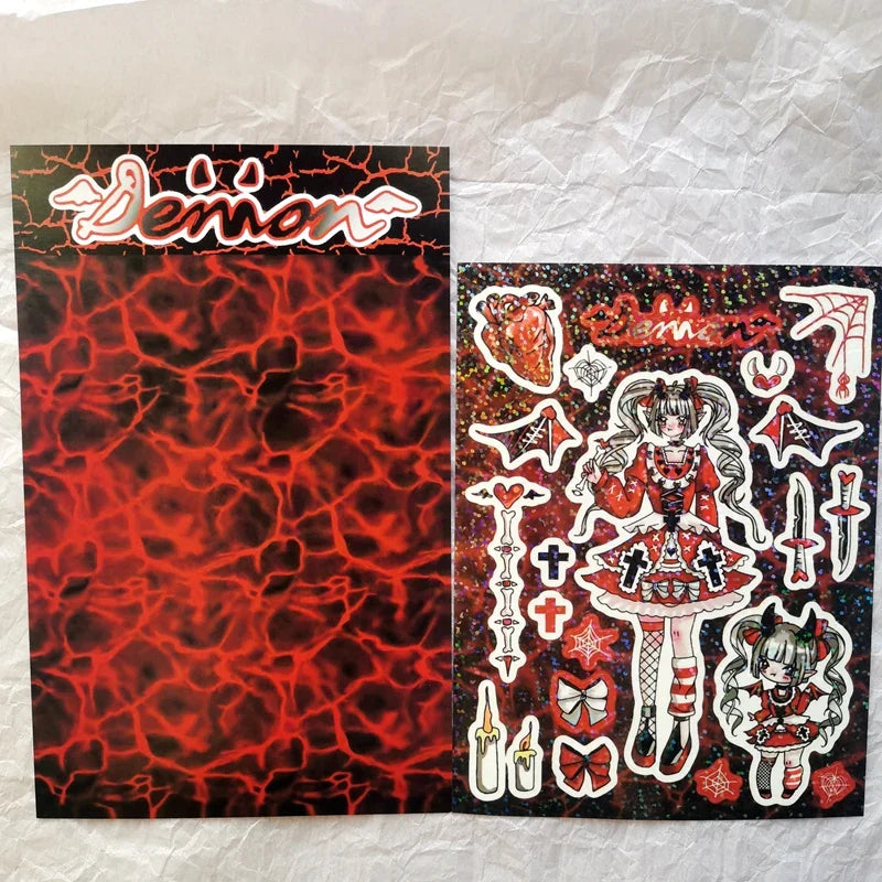 New Ins Cute Devil Bunny Girl Stickers Diary Scrapbooking DIY Album Decoration Sticker Aesthetic Personalized Kawaii Stationery (ONLINE ORDER ONLY)