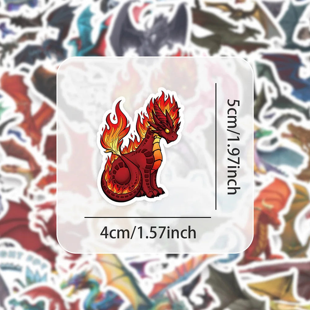 10/30/60PCS Ferocity Dragon Cartoon Stickers Cool Graffiti Decals DIY Laptop Guitar Bike Skateboard Fridge Waterproof Artwork (ONLINE ORDER ONLY)