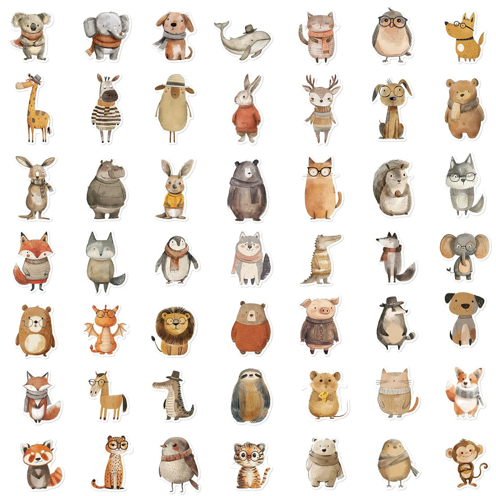 50PCS Funny Cute Animals Stickers For Cup Stationery Guitar Phone Bicycle Laptop Luggage Car Graffiti Kids Toys Cartoon Decals (ONLINE ORDER ONLY)