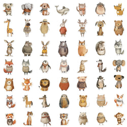 50PCS Funny Cute Animals Stickers For Cup Stationery Guitar Phone Bicycle Laptop Luggage Car Graffiti Kids Toys Cartoon Decals (ONLINE ORDER ONLY)