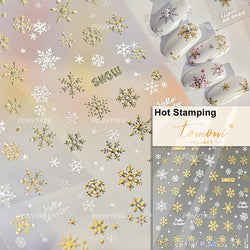 Shiny Pink Silver Hot Stamping Snow Adhesive Nail Art Sticker Snowflake Rhinestone Manicure Decal Nail Supplies for Professional (Online Order Only)