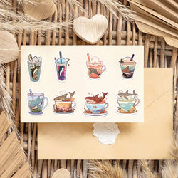 50pcs Shark And Cup Stickers Cartoon Waterproof Pvc Decals for Skateboard Helmet Laptop Bicycle Motorcycle Stickers Kids Toy (ONLINE ORDER ONLY)