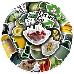30Pcs Green Vegetables and Fruits Stickers Cute DIY Toy Gift Graffiti Decal Phone Luggage Laptop Scrapbook Waterproof Sticker (ONLINE ORDER ONLY)