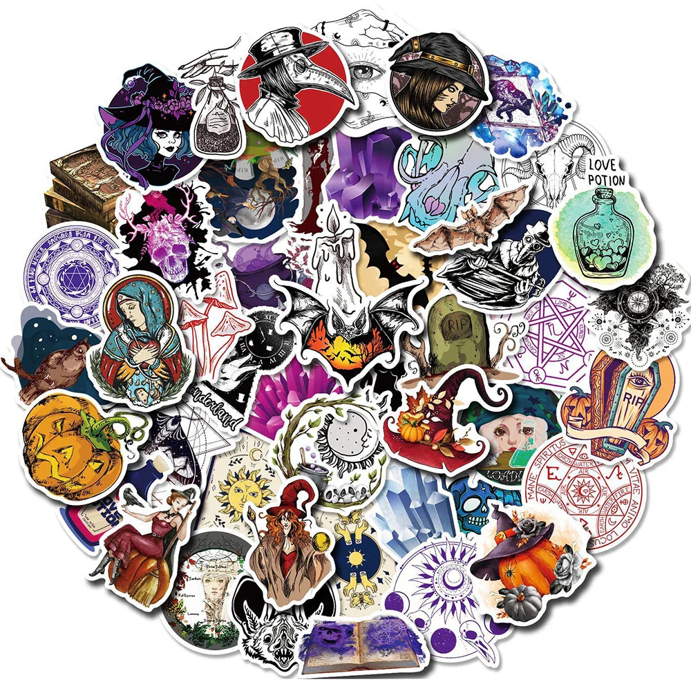 10/30/50ps Cool Gothic Magician Apothecary Sticker Packs (Online Order Only)