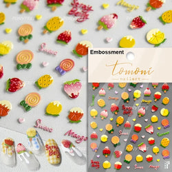 Fruit Paradise Guava Strawberry Pear Peach Orange Watermelon Pitaya Cherry Kiwifruit Pineapple Nail Art Stickers Manicure Decals (ONLINE ORDER ONLY)
