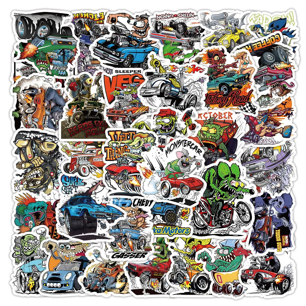 Devil Car Cartoon Graffiti Stickers 10/30/50pcs for Laptop, Motorcycle, Phone, Kids Toys, Helmet, Scrapbook (ONLINE ORDER ONLY)