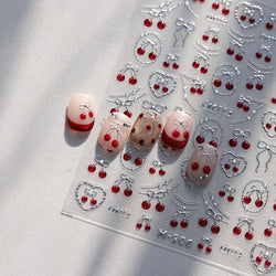 Mini Fruit Cherry Charming Strawberry Ribbon Line Bowknot Jelly Charming Chic Self Adhesive Nail Art Stickers Manicure Decals (ONLINE ORDER ONLY)