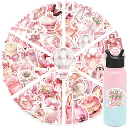 50pcs Pink Aesthetics Stickers Vinyl Decals DIY Skateboard Phone Laptop Car Luggage Bike Cool Waterproof Sticker (ONLINE ORDER ONLY)