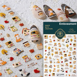 Squirrel Mushroom Apple Strawberry Cherry Pinecone Ginkgo Leaf Self Adhesive Nail Art Stickers Butterfly Flower Manicure Decals (ONLINE ORDER ONLY)