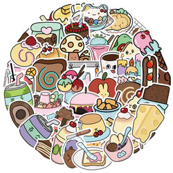 Cartoon Food Stickers 10/30/50pcs for Suitcase, Skateboard, Laptop, Phone, Car (ONLINE ORDER ONLY)