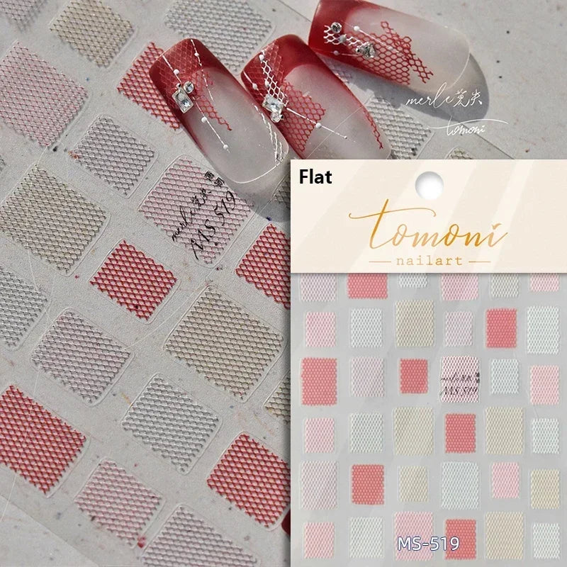 Charming Geometric Black Khaki Brown Grid Houndstooth Snowflake Flat Chic  Adhesive Nail Art Decoration Stickers Manicure Decals (Online Order Only)