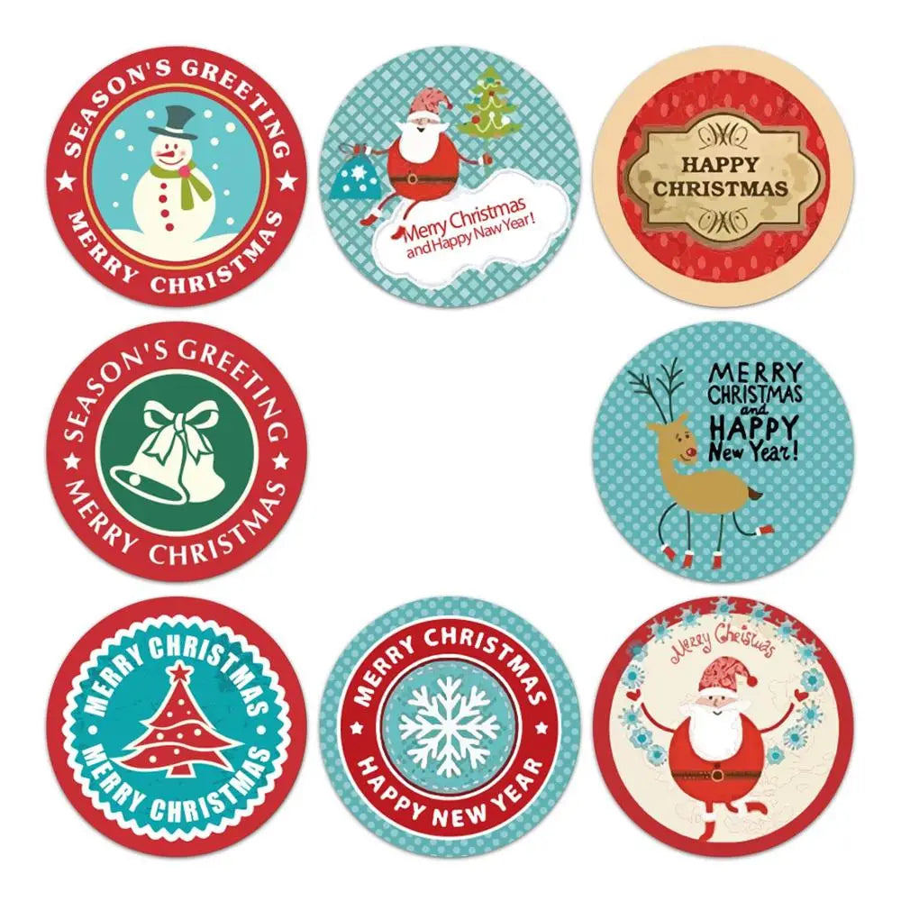 100-500pcs Merry Christmas DIY Handmade Sticker Package Thank You Label Sealing Stickers Party Festive Decor Supplies Children (ONLINE ORDER ONLY)