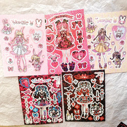 New Ins Cute Devil Bunny Girl Stickers Diary Scrapbooking DIY Album Decoration Sticker Aesthetic Personalized Kawaii Stationery (ONLINE ORDER ONLY)