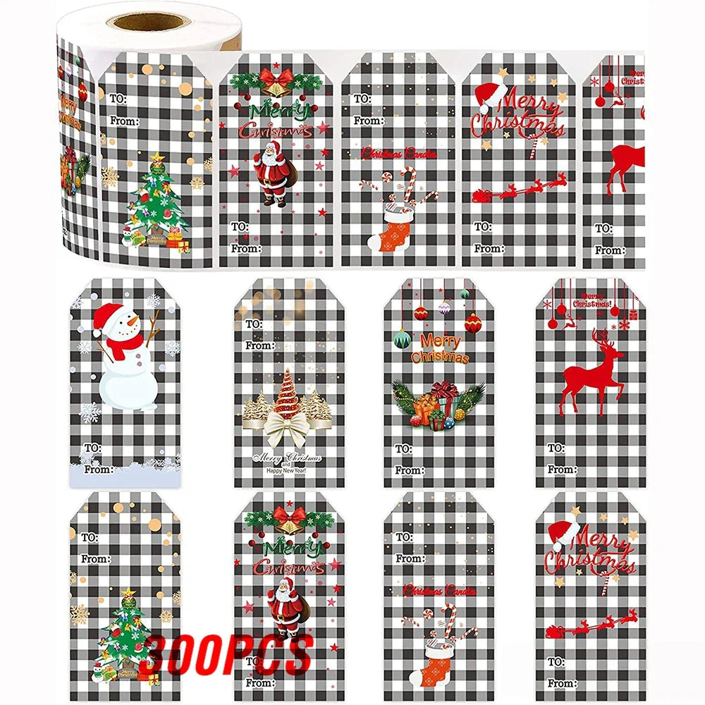 50-300Pcs Merry Christmas Theme Stickers for DIY Gift Decorate Baking Package Envelope Seal Labels Stickers Stationery  Stickers (Online Order Only)