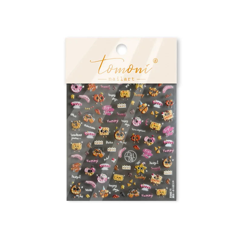 Sweet Cookies Biscuit Snack Delicious Doughnut Savoury Food Bicky Croissant Cheese Pudding Baguette Chic Nail Art Stickers Decal (ONLINE ORDER ONLY)