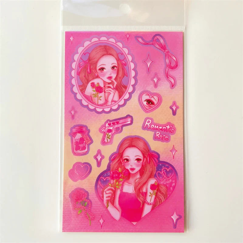 4pcs Cute Sweet Campus Girl Sticker Scrapbooking Decorative Diary DIY Idol Album Kawaii Stationery Stickers Art Supplies (ONLINE ORDER ONLY)