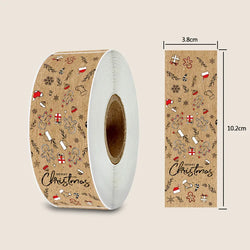 150pcs/roll Merry Christmas Stickers Kraft Paper Christmas Gift Packaging Labels For Envelopes Cards Gift Baking Decoration (ONLINE ORDER ONLY)