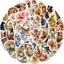 10/30/50PCS Vintage Old Times Cartoon Stickers Victorian Cute Angel Decals Suitcase Scrapbook Phone Laptop DIY Waterproof Toys (ONLINE ORDER ONLY)