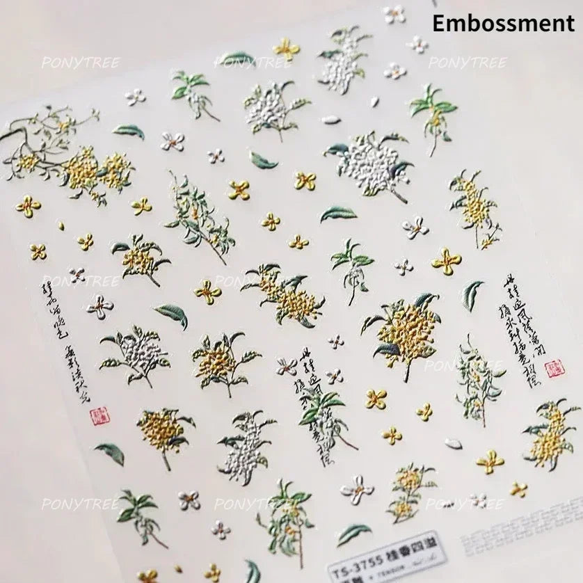 Hot Stamping Purple Line Love Heart Lace Bowknot Chain Branches Star Flower Leaf Butterfly Plant Flower Nail Art Stickers Decals (Online Order Only)