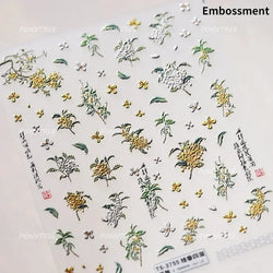 Hot Stamping Purple Line Love Heart Lace Bowknot Chain Branches Star Flower Leaf Butterfly Plant Flower Nail Art Stickers Decals (Online Order Only)