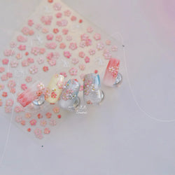 Peach Blossom Gradual Pink Petal Flower Line Bowknot Hot Stamping Halo Dyeing Delicate Adhesive Nail Art Sticker Manicure Decals (ONLINE ORDER ONLY)