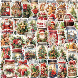 50PCS Christmas Bottle Simple Decals Cute Stickers PET Material Aesthetic Phone Notebook Suitcase Laptop Fridge Wall Sticker﻿ (ONLINE ORDER ONLY)