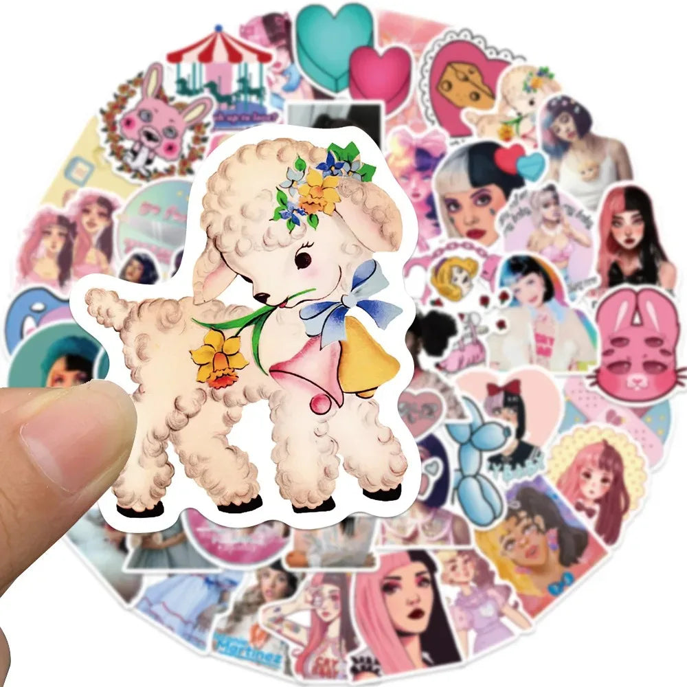 10/50PCS Singer Melanie Martinez Stickers Cartoon Decals DIY Scrapbook Album Suitcase Laptop Fridge Car Wall Sticker Kids Toy (Online Order Only)