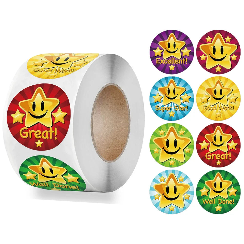 500pcs/roll Cute Cartoon Sealing Stickers Thank you Sticker Envelope Gift Decor Labels Children Stationery Stickers 1 Inch (ONLINE ORDER ONLY)