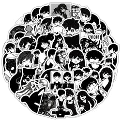 10/30/50pcs Black White Game Omori Graffiti Stickers Decals DIY Skateboard Laptop Motorcycle Luggage Car Bike Waterproof Sticker (ONLINE ORDER ONLY)