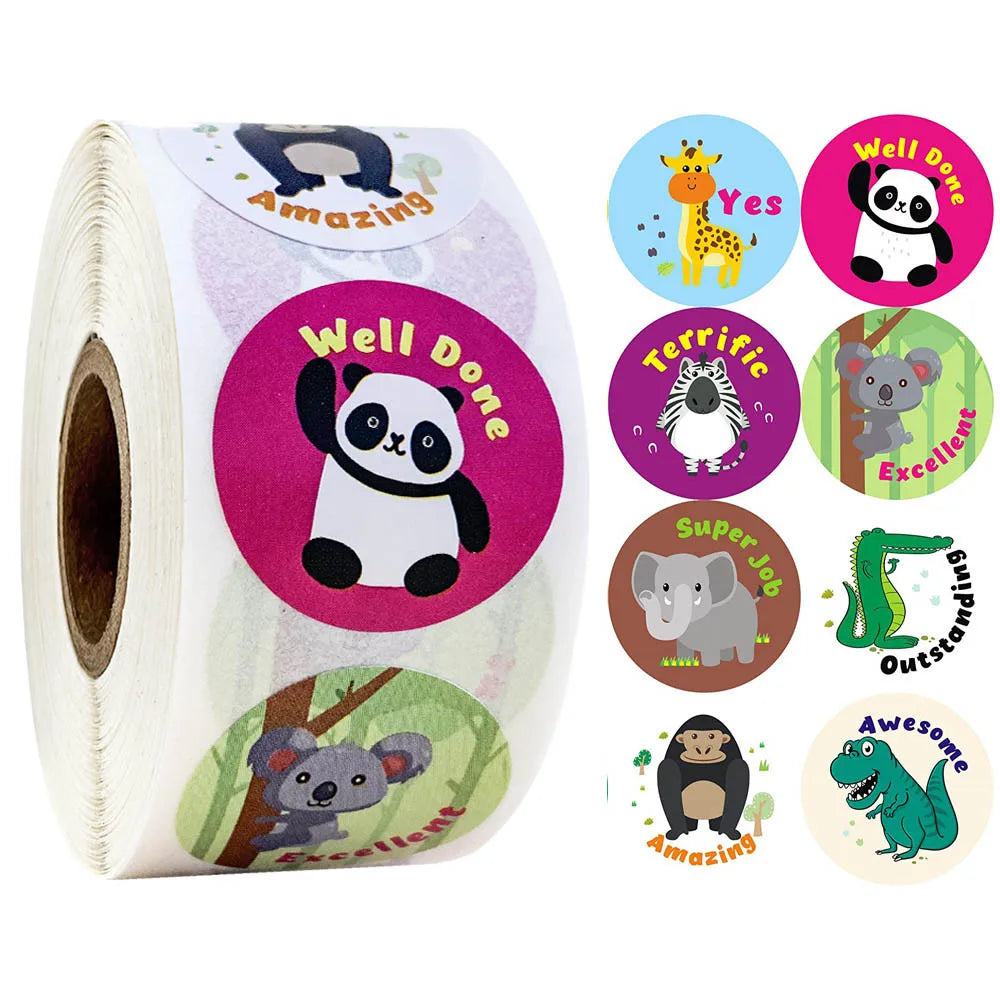 500PCS Reward Stickers for Kids Children Kindergarten School Encouragement Students Games Toy Animals Stationery Labels (ONLINE ORDER ONLY)