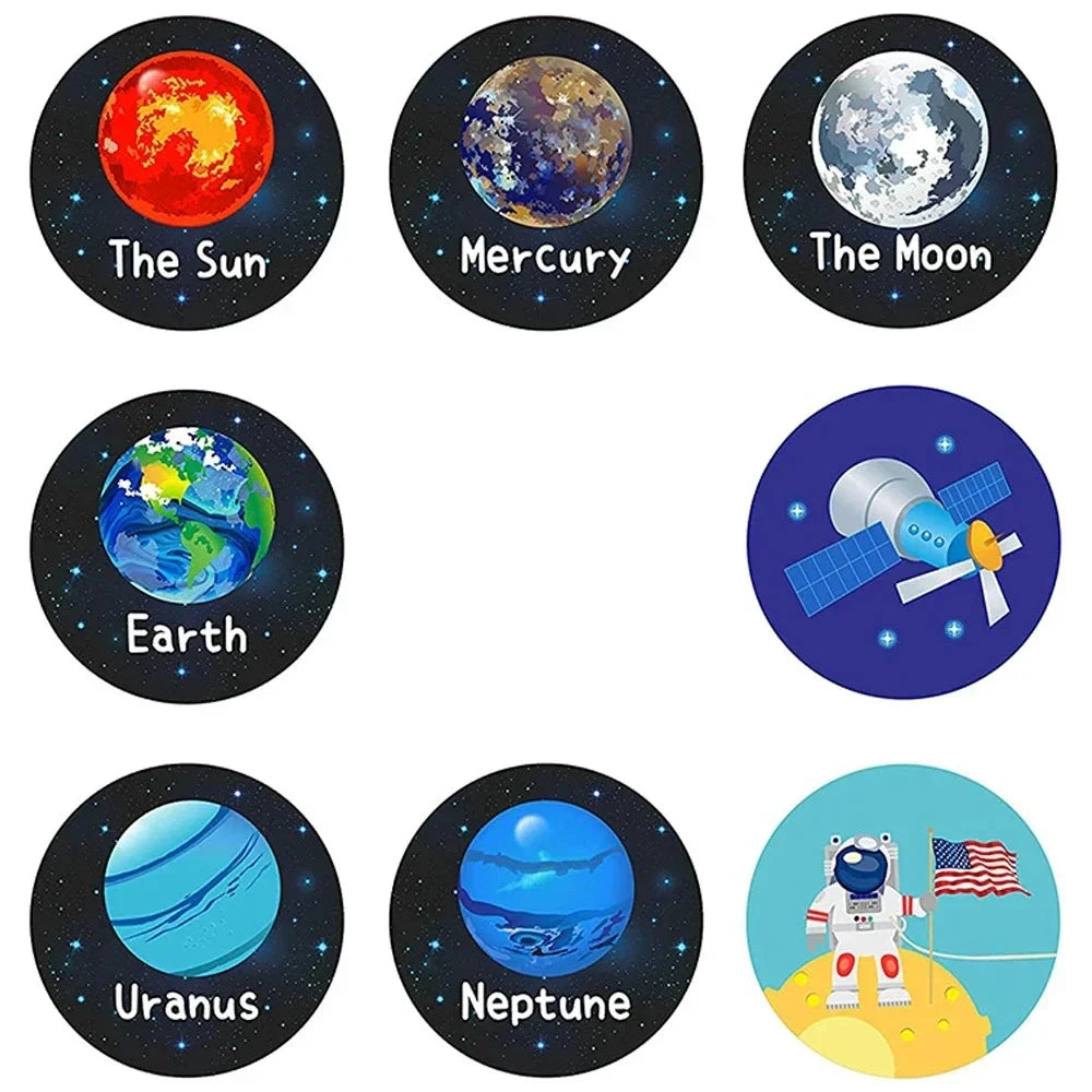 100-500 Pcs Universe Outer Space Stickers Solar System Earth Mars Jupiter Planet DIY Sealing Children's Decals Stationery Toy (ONLINE ORDER ONLY)