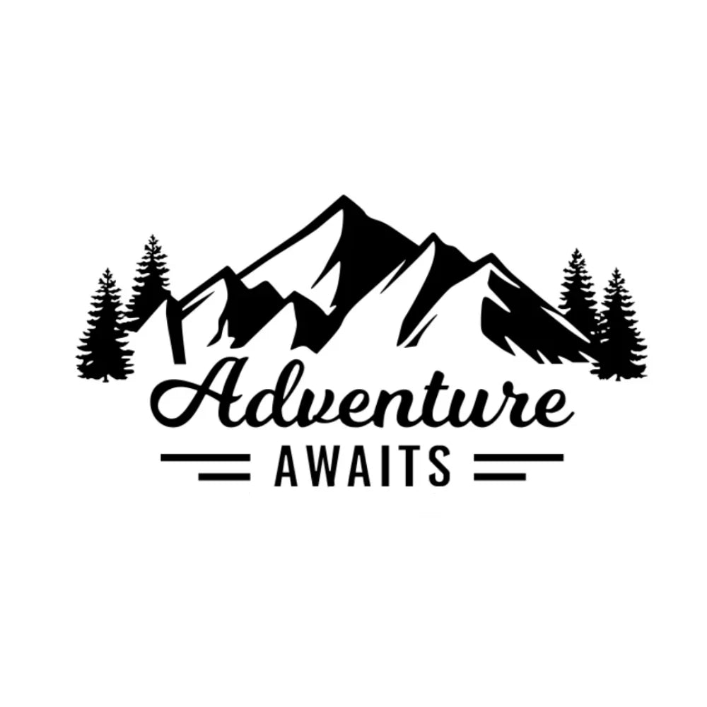 Car Mountain Adventure Awaits Sticker Van Camper Decal Vinyl Cover Auto Truck SUV Campers RV Van Window Decoration Car Sticker (ONLINE ORDER ONLY)