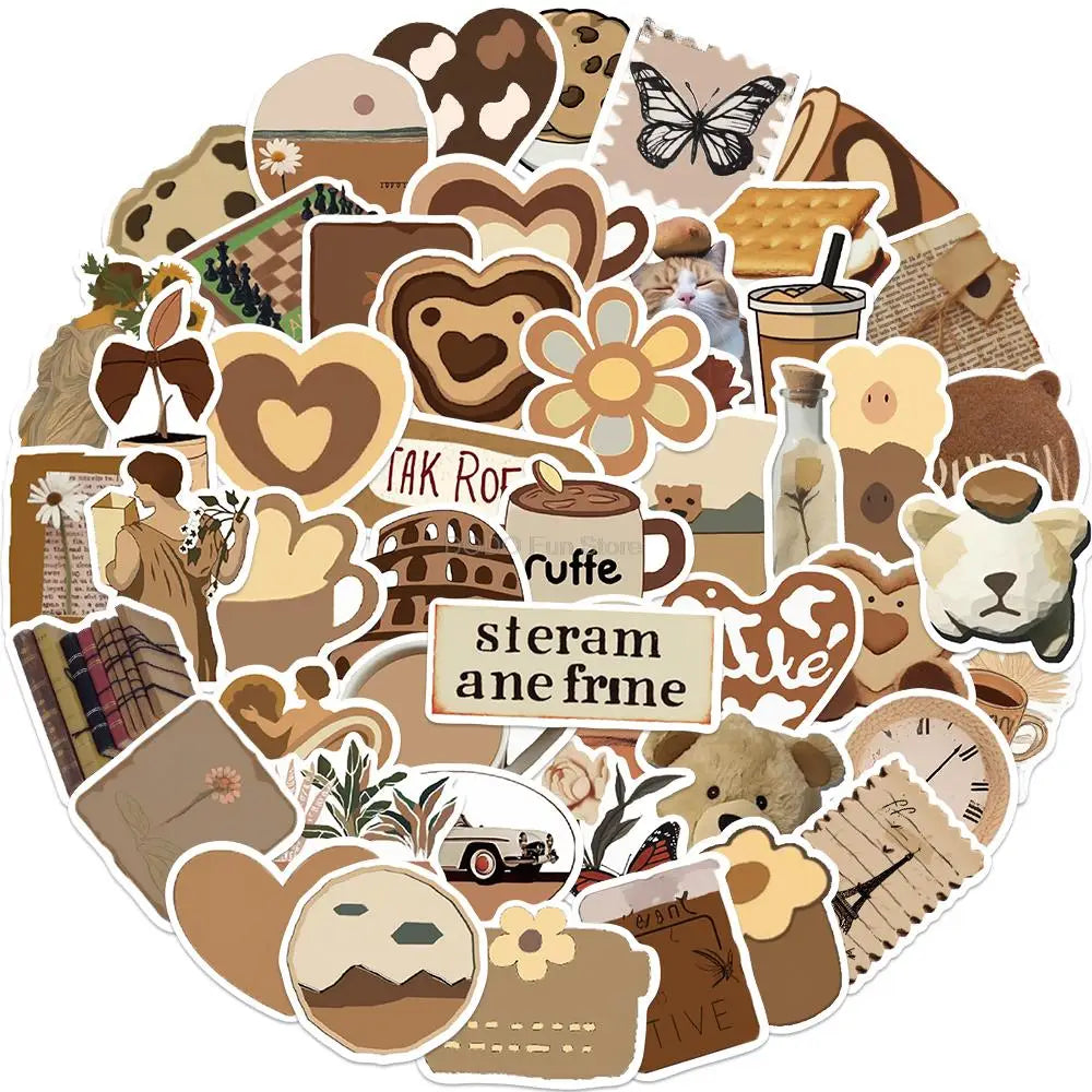 Cute Brown Stickers Pack: Phone, Notebook, Laptop, Fridge, Wall Decor (ONLINE ORDER ONLY)