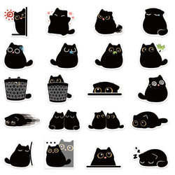 10/40/80PCS Cute Briquette Black Cat Stickers Kawaii Kitten Decals DIY Scrapbook Phone Laptop Suitcase Fridge Bike Kids Sticker (ONLINE ORDER ONLY)