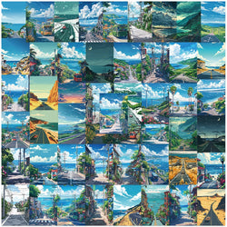 10/50PCS Cute Anime Street View Landscape Stickers Aesthetic Seaside Scenery Decals DIY Phone Laptop Luggage Graffiti Sticker (Online Order Only)
