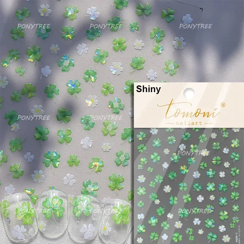 Pink Hot Stamping Flower Charm Peach Blossom Canglan Clover Daisy Pearl Self Adhesive Nail Art Decoration Sticker Manicure Decal (ONLINE ORDER ONLY)