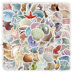 Shell Stickers 10/50/100pcs Aesthetic Conch Decals for Laptop, Phone, Fridge, Bike, Kids Gifts (ONLINE ORDER ONLY)