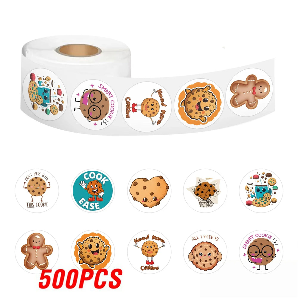 100-500pcs Cartoon Cookies Stickers for Yummy Dessert Sticker for Stationery Scrapbook Phone Art Bakery Sealed Label Decal (Online Order Only)