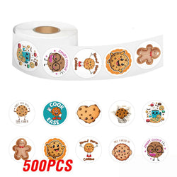 100-500pcs Cartoon Cookies Stickers for Yummy Dessert Sticker for Stationery Scrapbook Phone Art Bakery Sealed Label Decal (Online Order Only)