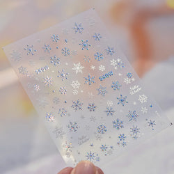 Shiny Pink Silver Hot Stamping Snow Adhesive Nail Art Sticker Snowflake Rhinestone Manicure Decal Nail Supplies for Professional (Online Order Only)