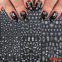 5/8Pcs 3D Hawaiian Flowers Nail Art Stickers Summer Decors with Tropical Leaves Slider Vibrant Pink & White Flowers for Parties* (ONLINE ORDER ONLY)