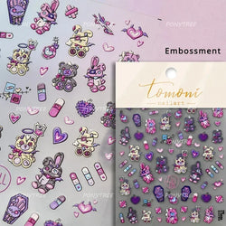Charm Retro Bear Candy Cake Bowknot Rabbit Bunny Strawberry Footprint Muffin 3D Adhesive Nail Art Stickers Chic Manicure Decals (ONLINE ORDER ONLY)