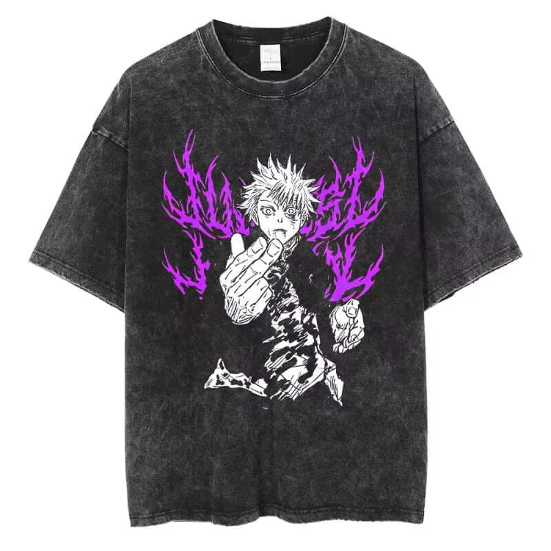 Ryomen Sukuna Washed T-Shirt: Harajuku Oversized Anime Tee (ONLINE ORDER ONLY)
