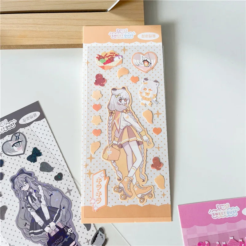 Korean Ins Cute Comics School Girl Boy Stickers Diary Scrapbooking DIY Album Decoration Sticker Personalized Kawaii Stationery (ONLINE ORDER ONLY)
