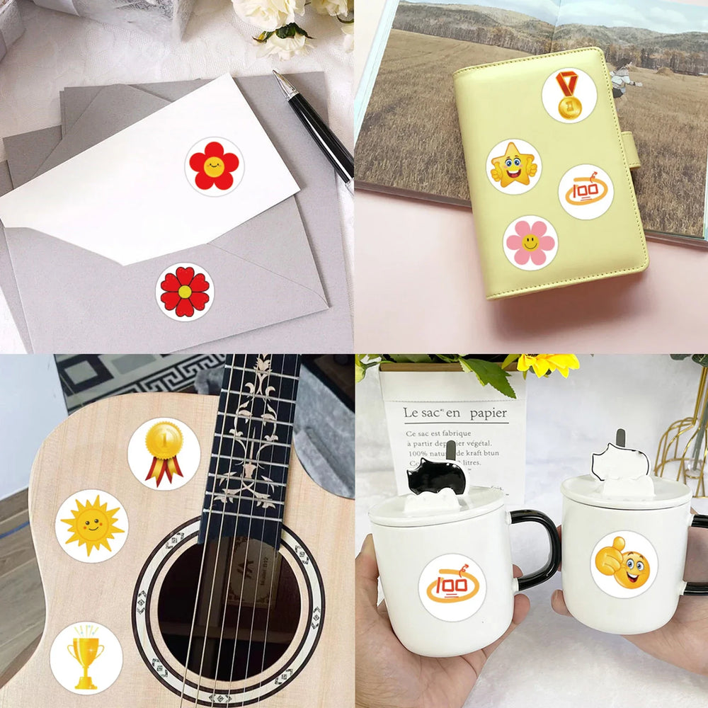 100-500pcs Little Red Flower Reward Stickers Tape Creative School Stationery Cute Kids Toy Stickers Gift decoration label (ONLINE ORDER ONLY)