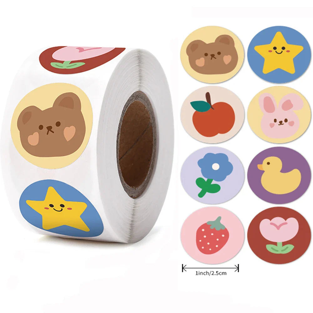 500pcs/roll Reward Stickers For Kids Children Kindergarten School Encouragement Students Games Toy Animals Stationery Labels (ONLINE ORDER ONLY)