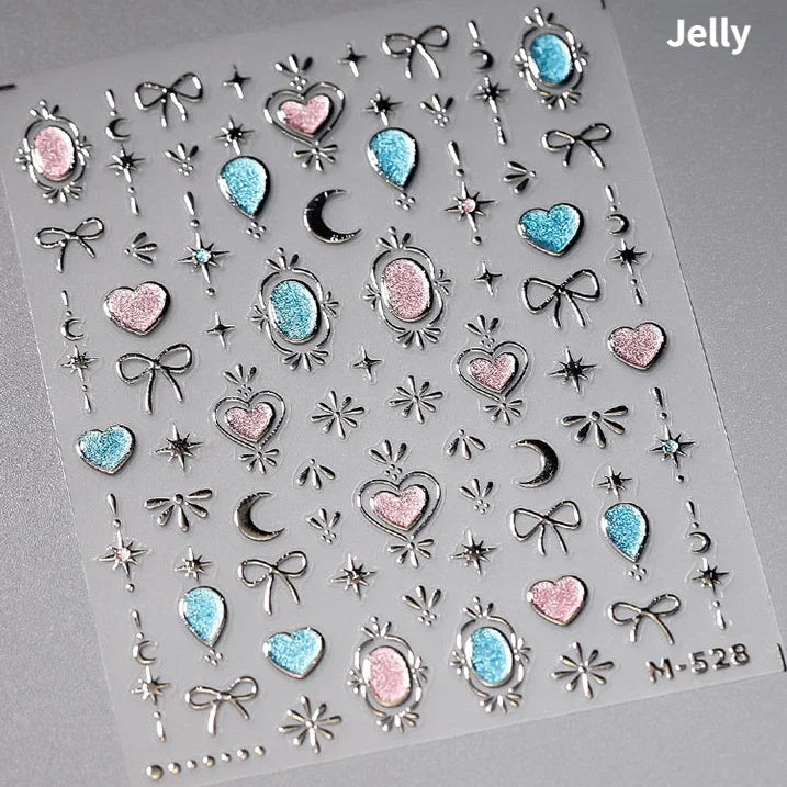 Dreamy Moon Star Cloud Butterfly Starrylight Rhinestone 5D Soft Embossed Relief Nail Art Sticker 3D Decal Decoration Manicure (ONLINE ORDER ONLY)