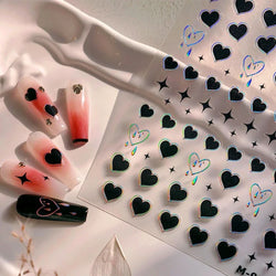 Black Punk Star Heart Laser Stroke Dark Wind Sexy Water Droplet Delicate Adhesive Nail Art Decorations Stickers Manicure Decals (ONLINE ORDER ONLY)