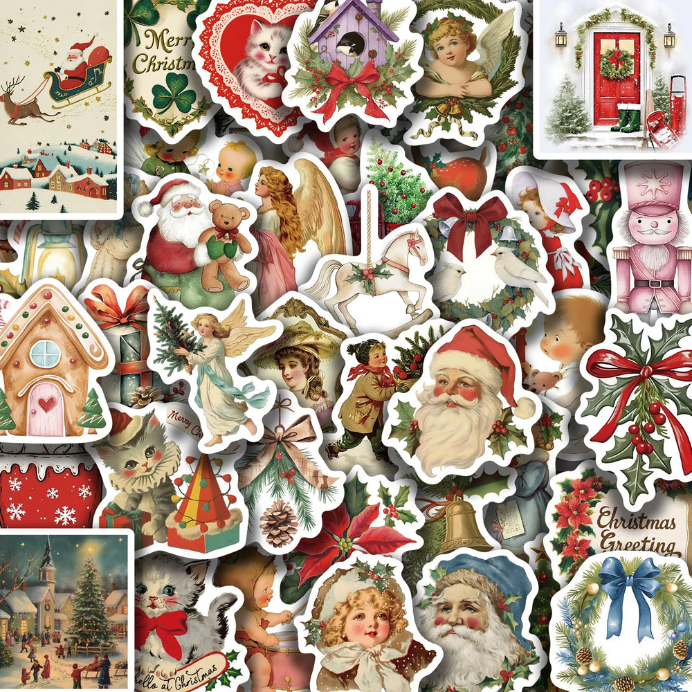 56Pcs Romantic Christmas Stickers Crafts Scrapbooking Book Label Decorative Christmas Tree Sticker DIY Stationery Notebook (ONLINE ORDER ONLY)