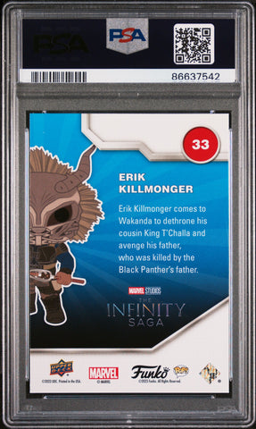 2023 UPPER DECK FUNKO POP MARVEL  ERIK KILLMONGER PLATINUM #33  PSA 10 (Online Order Only)